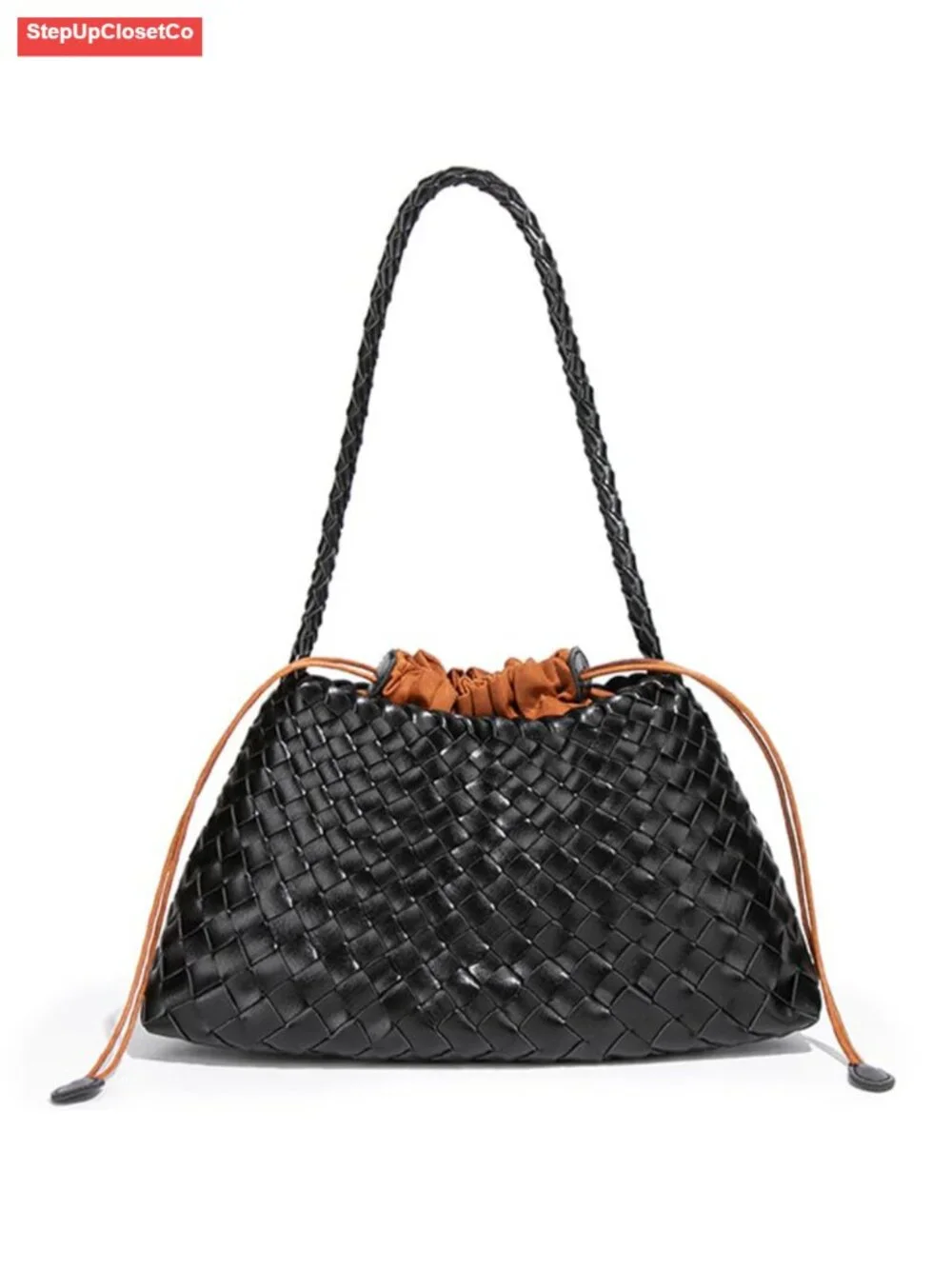 Woven Hobo Bag Suede & Vegan Leather Shoulder Bag Vintage Retro Purse